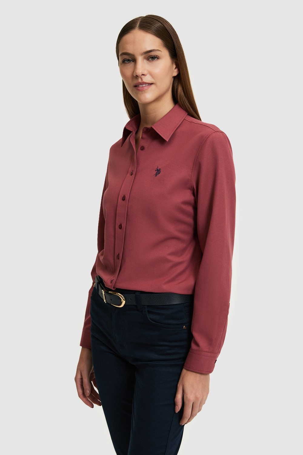 U.S. Polo Assn. Kadın Açık Mavi Uzun Kollu Basic Gömlek 50324791-VR003