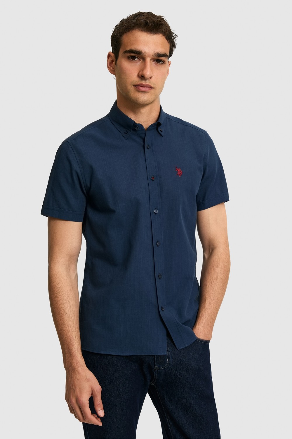 U.S. Polo Assn. Erkek Vişne Kısa Kollu Gömlek 50324727-VR223