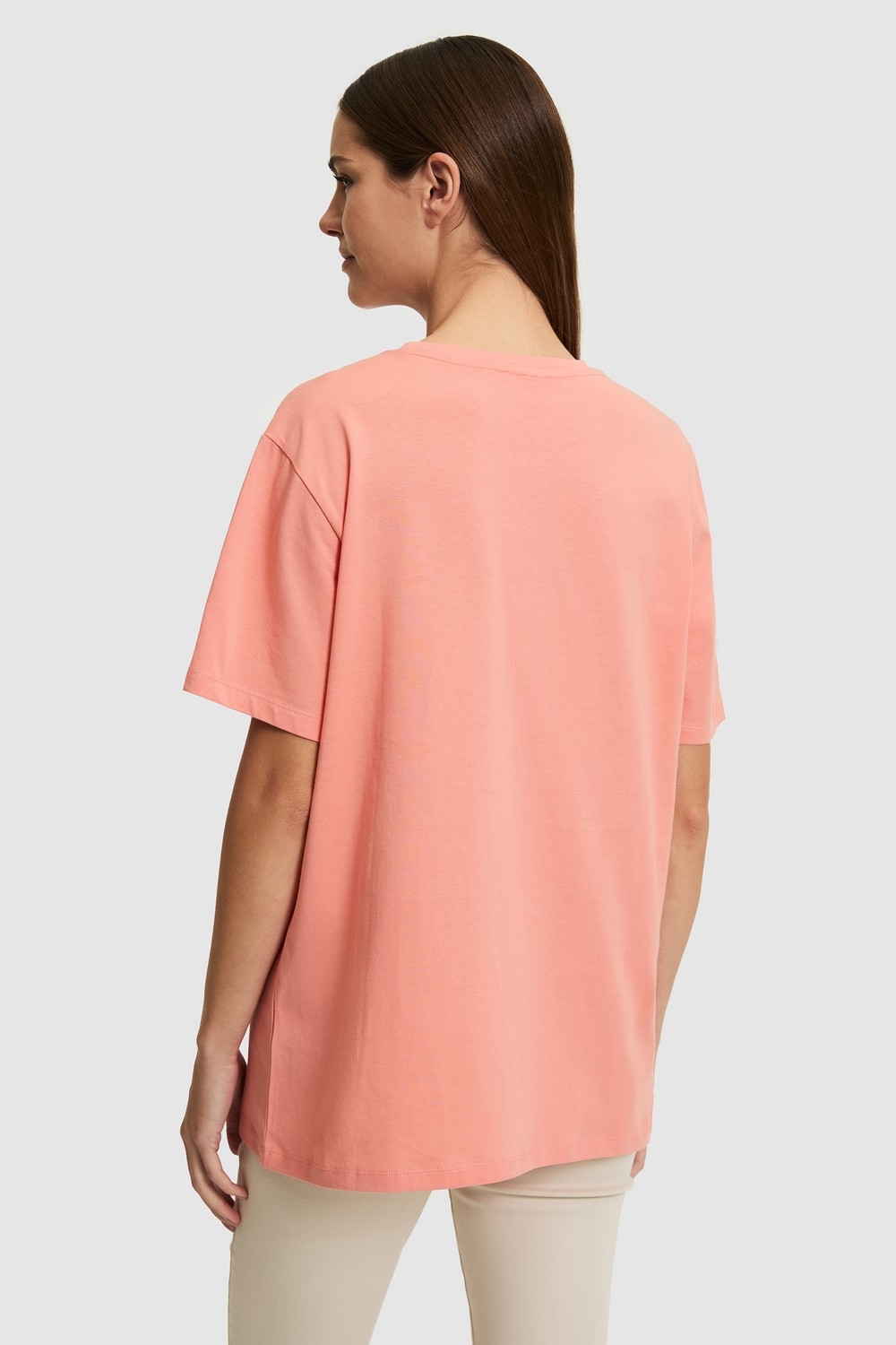 U.S. Polo Assn. Kadın Somon Bisiklet Yaka Basic Tişört 50321690-VR204 görsel 5