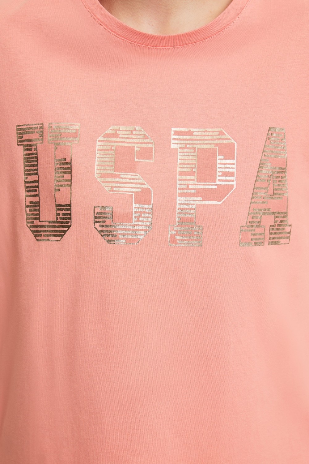 U.S. Polo Assn. Kadın Somon Bisiklet Yaka Basic Tişört 50321690-VR204 görsel 6