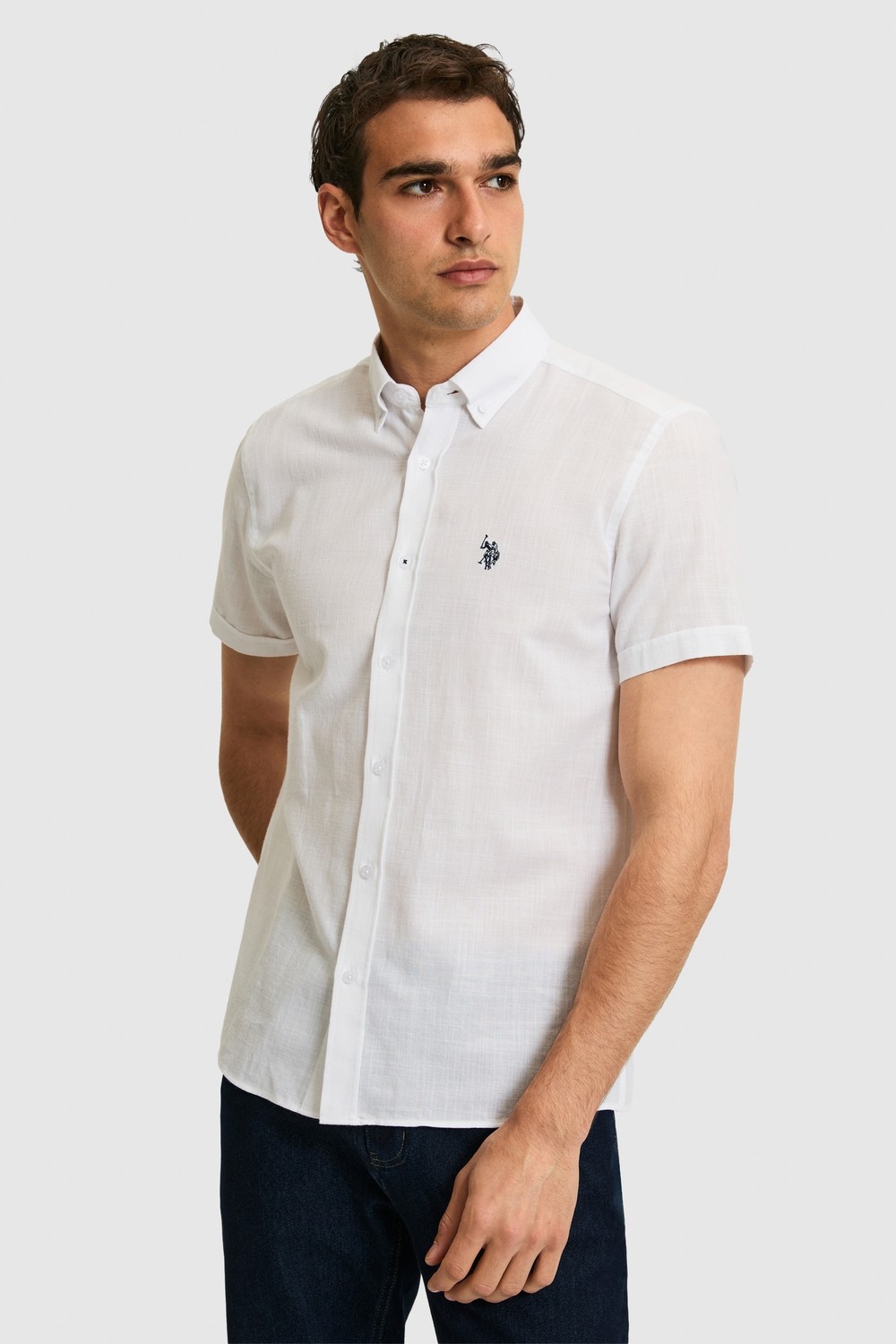 U.S. Polo Assn. Erkek Vişne Kısa Kollu Gömlek 50324727-VR223 görsel 7