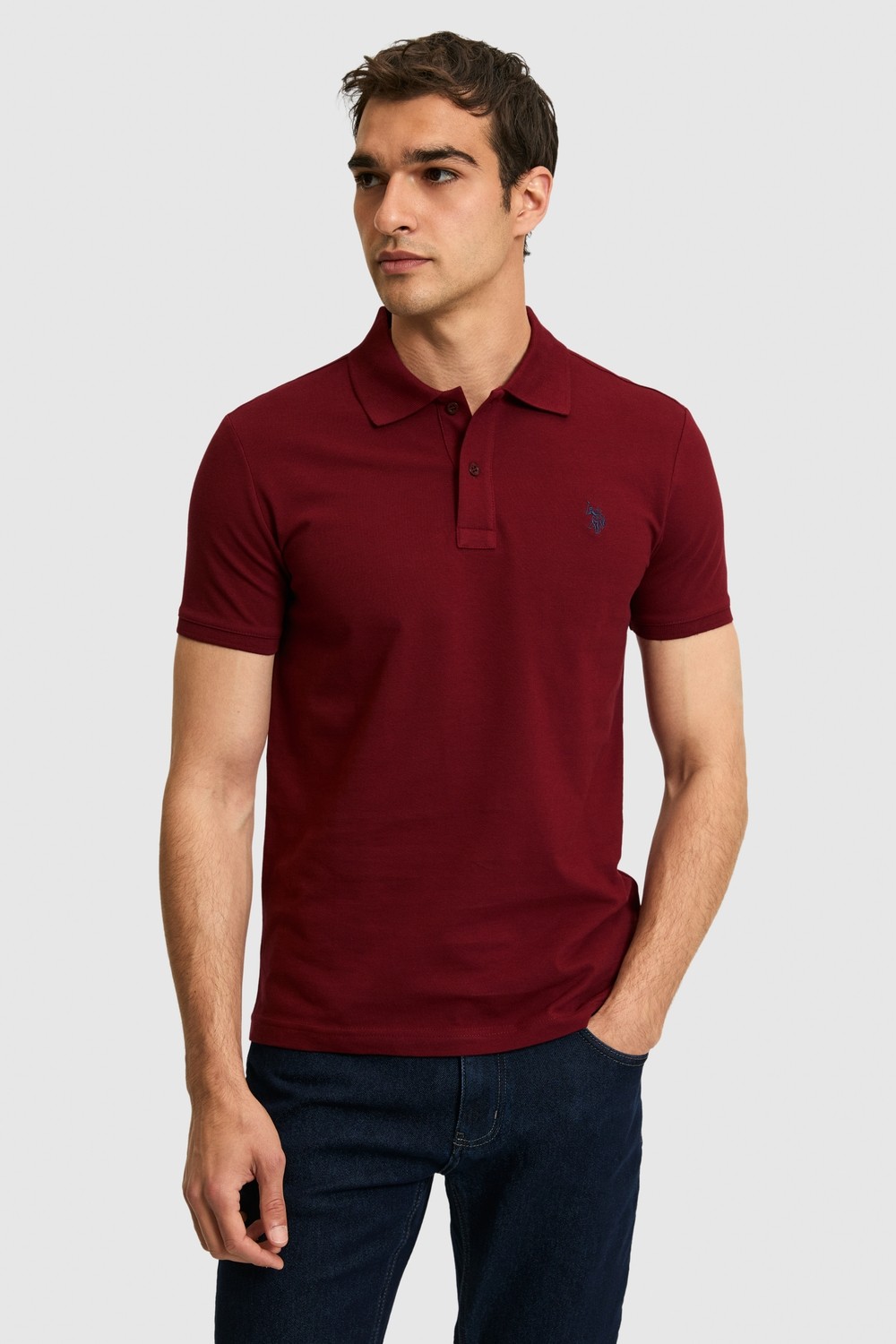 U.S. Polo Assn. Erkek Koyu Yeşil Slim Fit Polo Yaka Basic Tişört 50322347-VR079