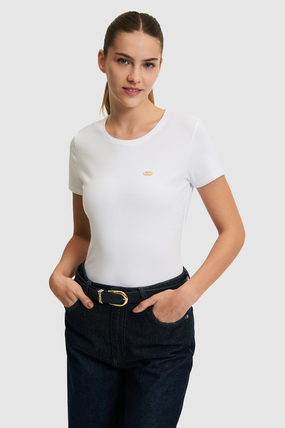 U.S. Polo Assn. Kadın Siyah Bisiklet Yaka Basic Tişört 50321809-VR046