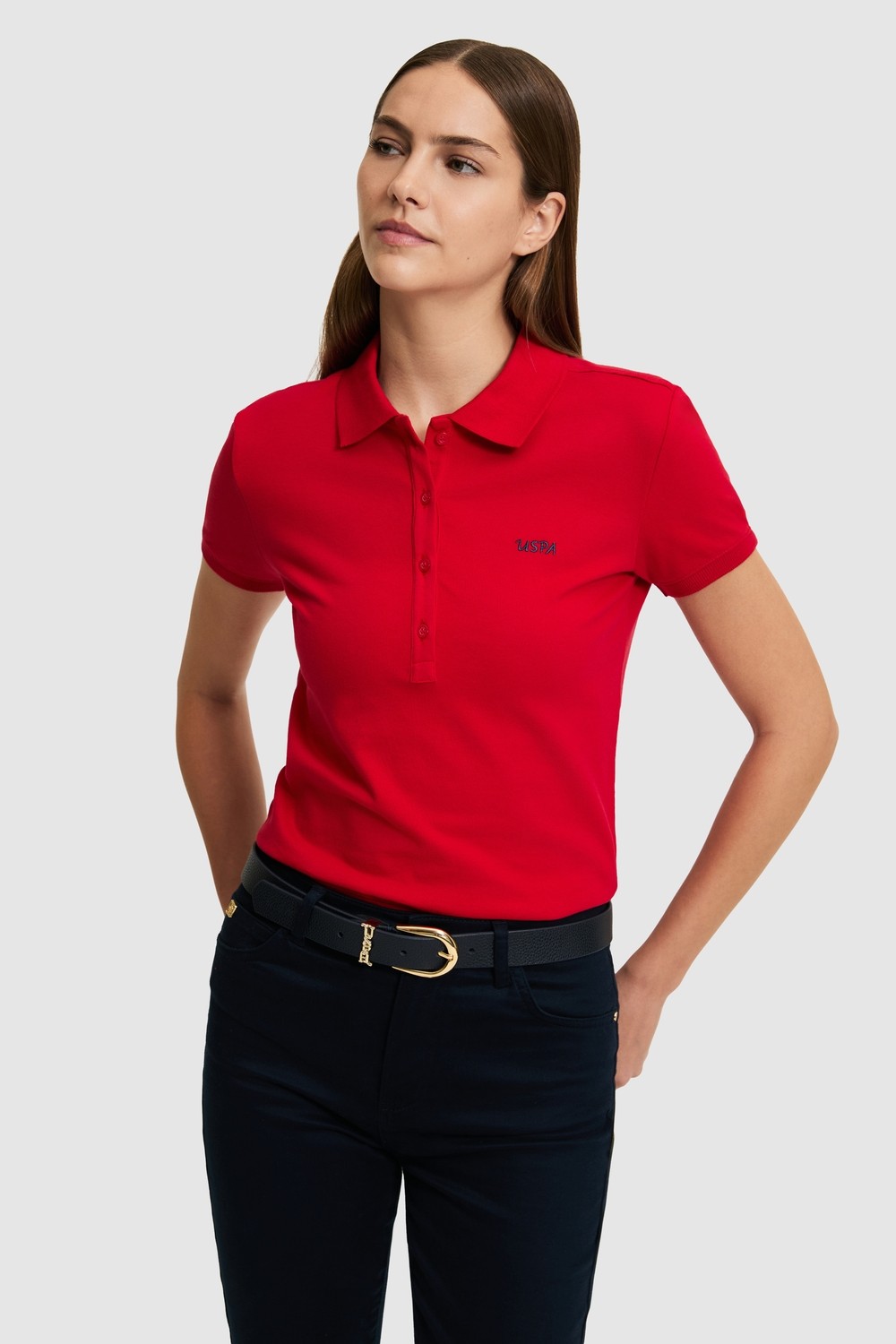 U.S. Polo Assn. Kadın Fıstık Yeşili Polo Yaka Basic Tişört 50323461-VR087