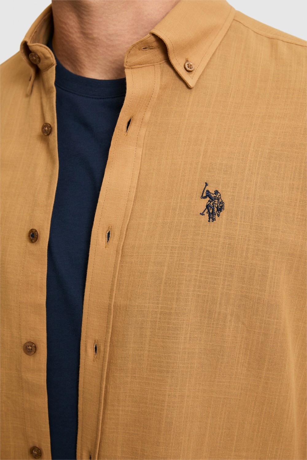 U.S. Polo Assn. Erkek Su Yeşili Uzun Kollu Basic Gömlek 50324660-VR083 görsel 7