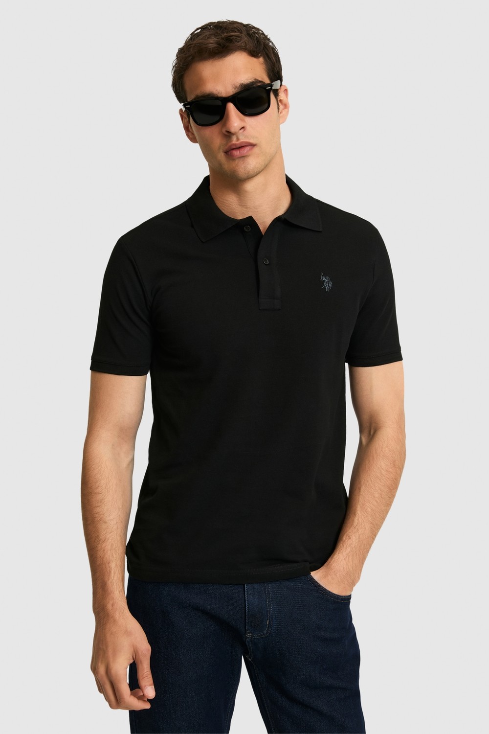 U.S. Polo Assn. Erkek Koyu Yeşil Slim Fit Polo Yaka Basic Tişört 50322347-VR079 görsel 6
