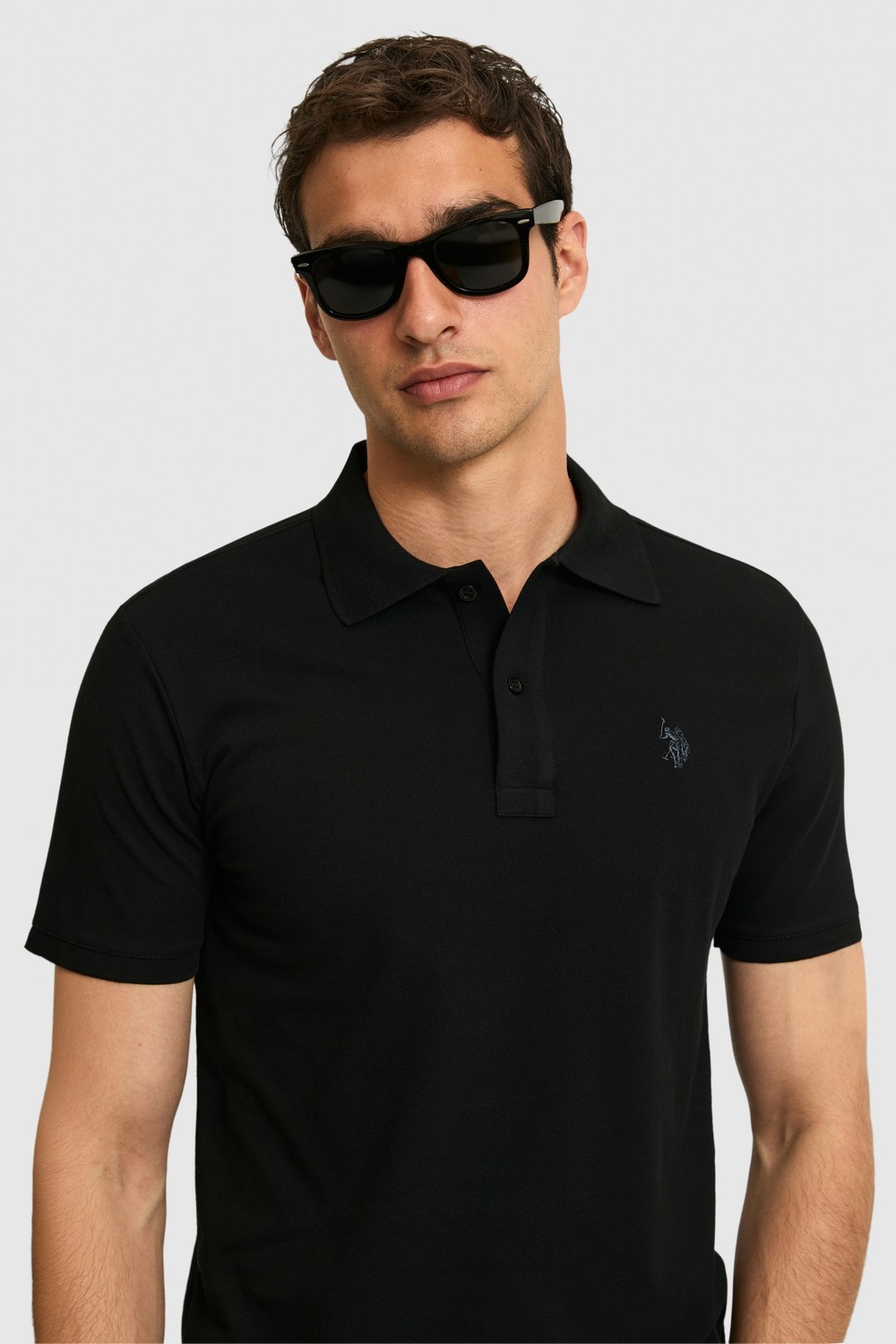 U.S. Polo Assn. Erkek Koyu Yeşil Slim Fit Polo Yaka Basic Tişört 50322347-VR079 görsel 7
