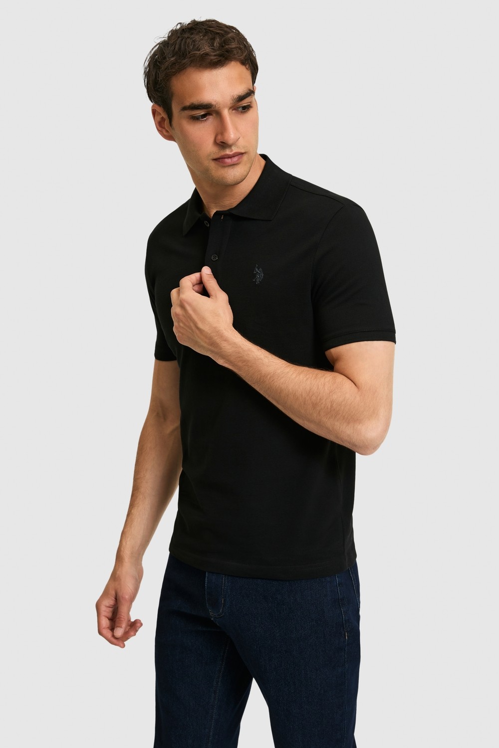 U.S. Polo Assn. Erkek Koyu Yeşil Slim Fit Polo Yaka Basic Tişört 50322347-VR079 görsel 8