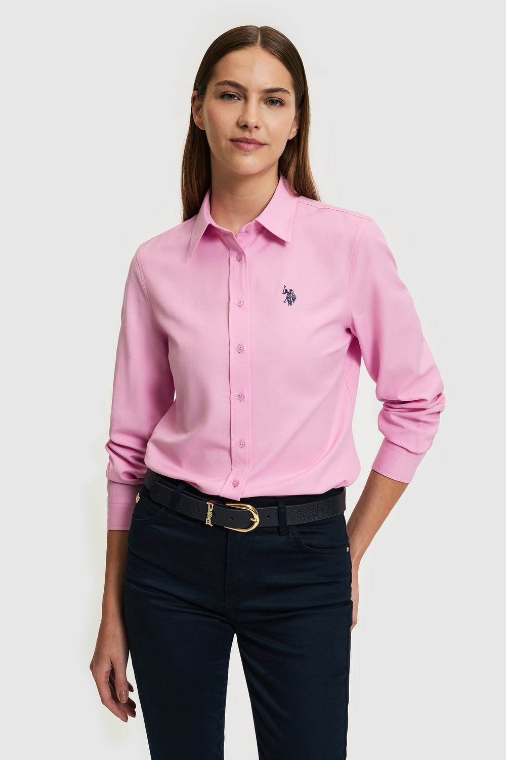 U.S. Polo Assn. Kadın Açık Mavi Uzun Kollu Basic Gömlek 50324791-VR003