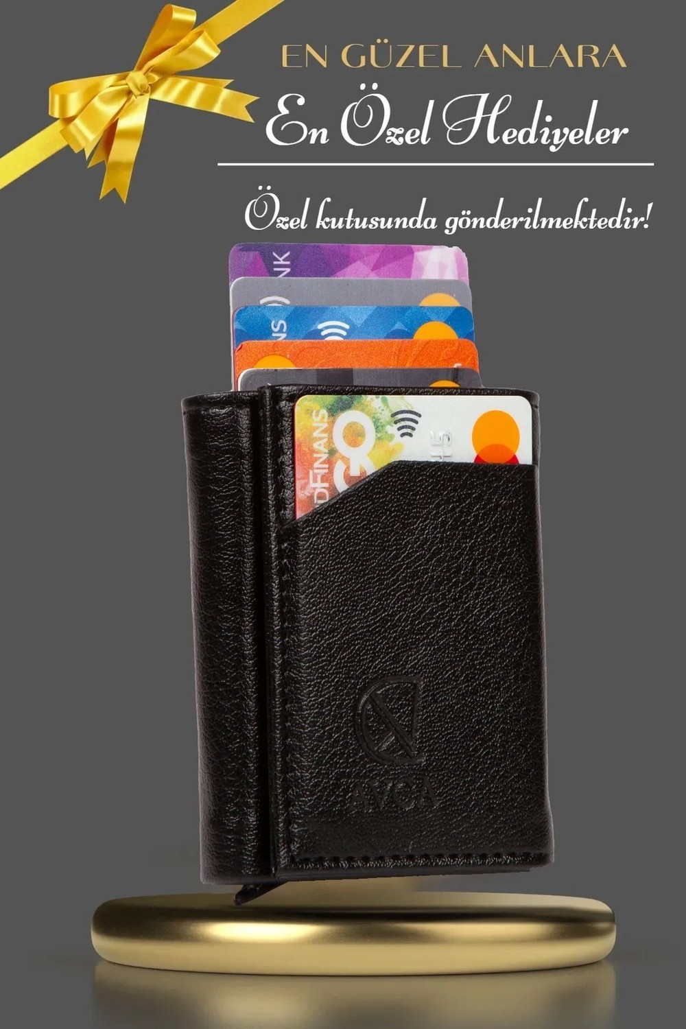 Avca Erkek Siyah Orijinal Mekanizmalı Nakit Para Bölmeli RFID Hırsızlık Koruyuculu Özel Kutulu Çıtlı Deri Cüzdan Kartlık görsel 8