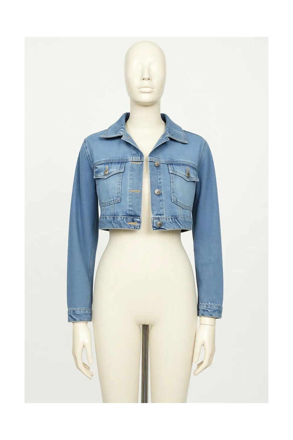 Select Moda Kadın Düğmeli Crop Denim Ceket Cotton Siyah Renkli Şık Tasarım görsel 7