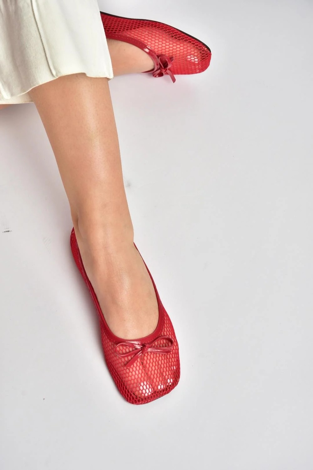 Fox Shoes Y274623315 Kırmızı File Kadın Babet