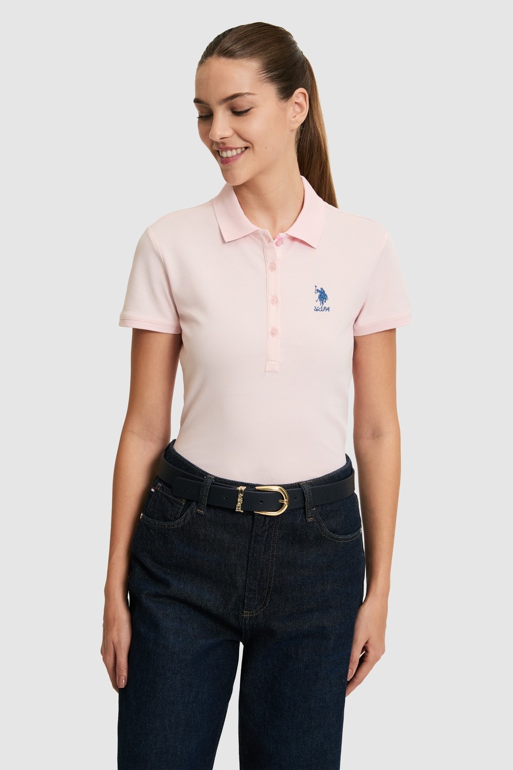 U.S. Polo Assn. Kadın Siyah Polo Yaka Basic Tişört 50321798-VR046