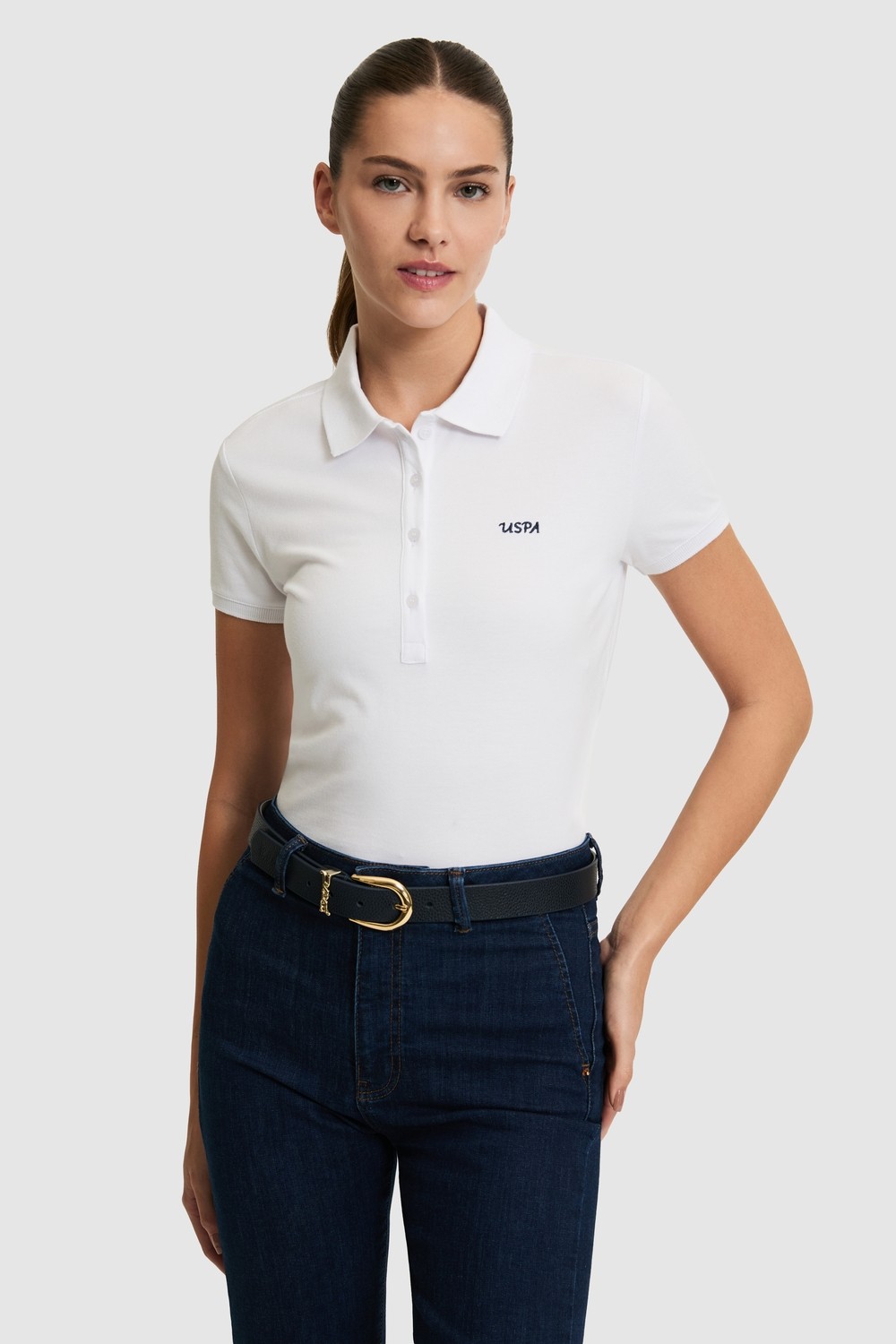 U.S. Polo Assn. Kadın Fıstık Yeşili Polo Yaka Basic Tişört 50323461-VR087