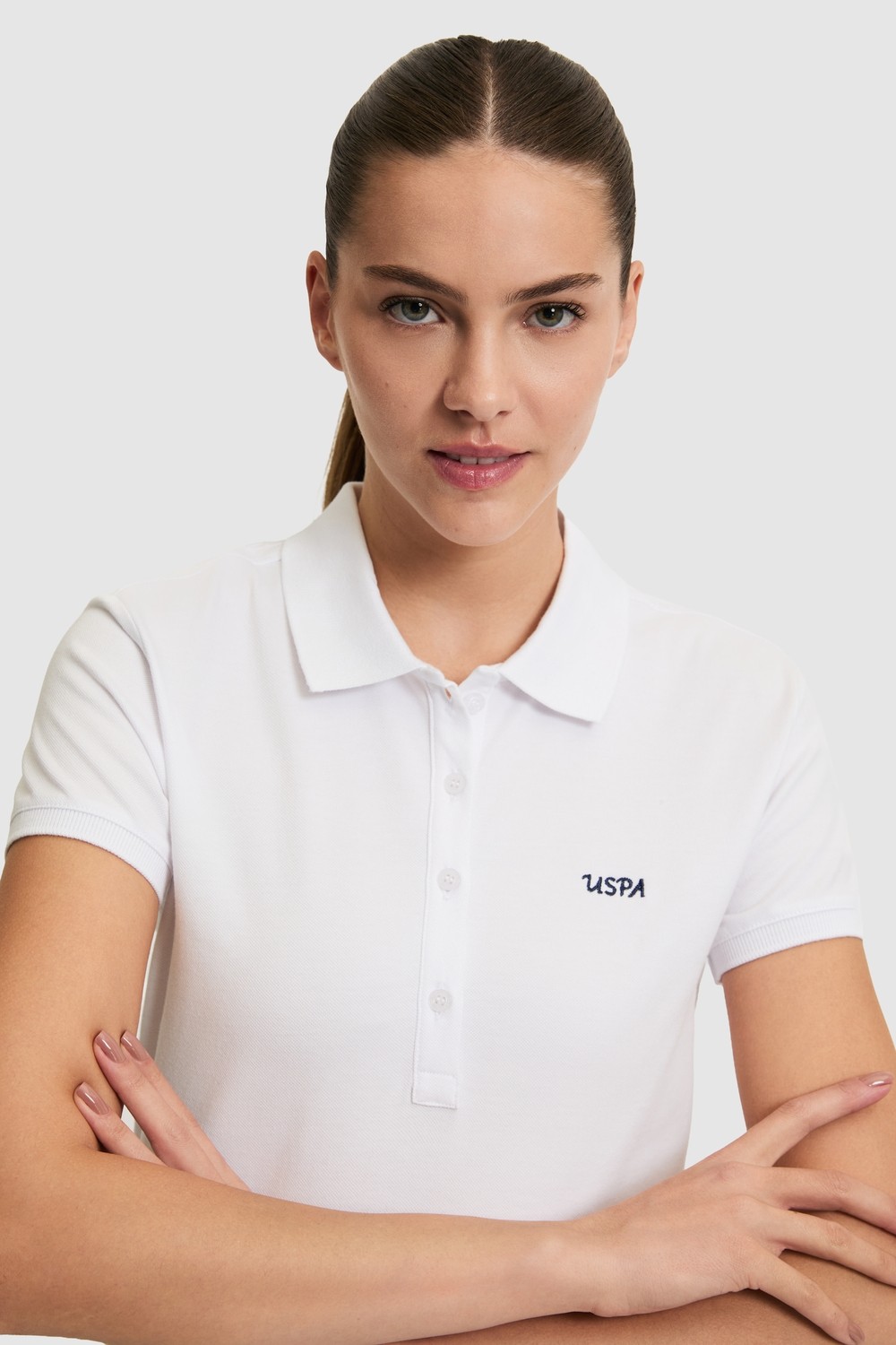 U.S. Polo Assn. Kadın Fıstık Yeşili Polo Yaka Basic Tişört 50323461-VR087 görsel 2