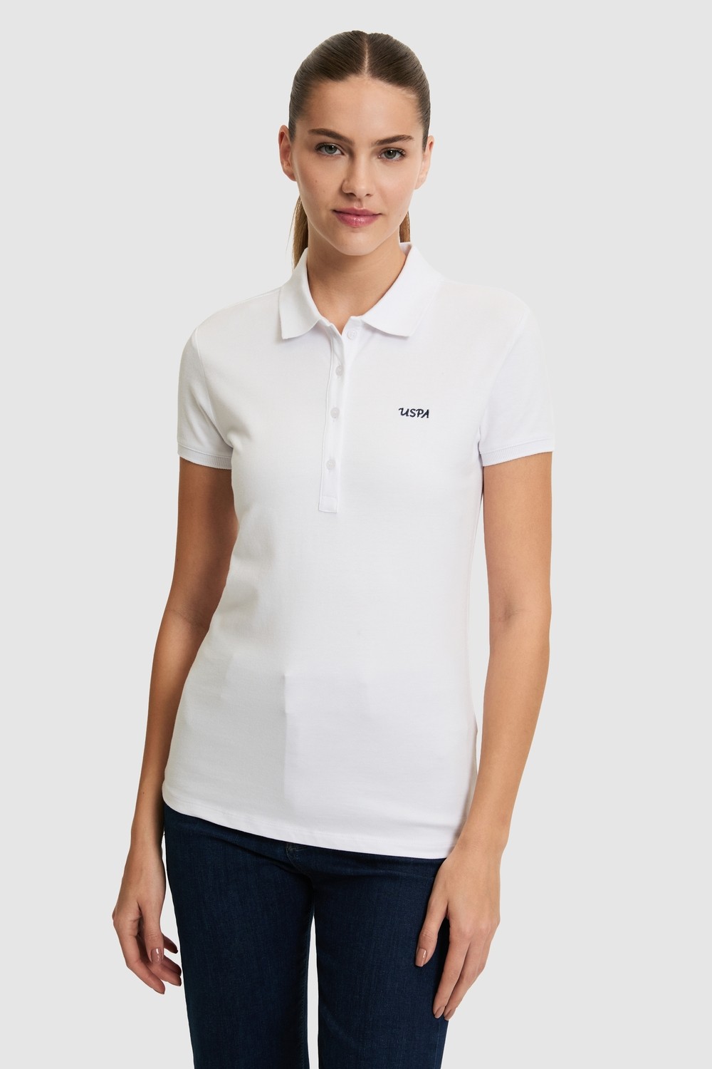 U.S. Polo Assn. Kadın Fıstık Yeşili Polo Yaka Basic Tişört 50323461-VR087 görsel 3