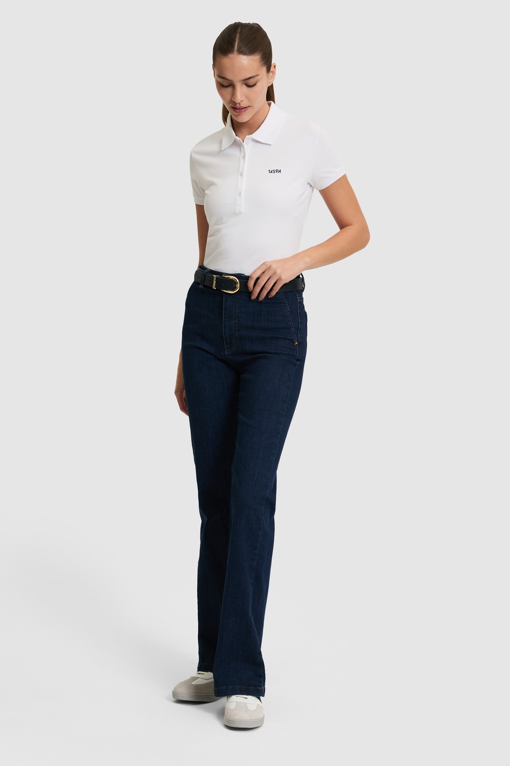 U.S. Polo Assn. Kadın Fıstık Yeşili Polo Yaka Basic Tişört 50323461-VR087 görsel 4