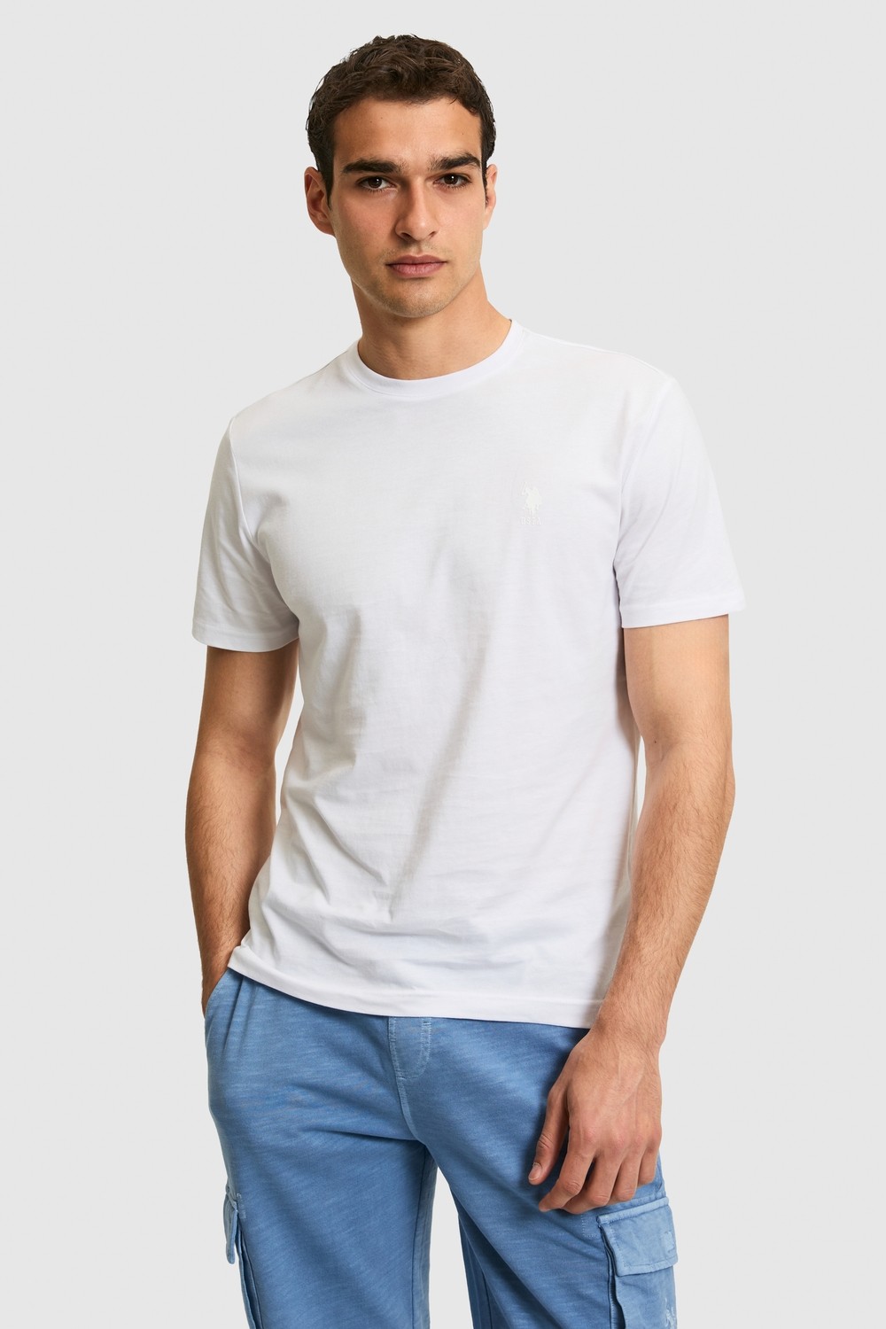 U.S. Polo Assn. Erkek Regular Fit Bisiklet Yaka Bej Basic Tişört 50326953-VR011