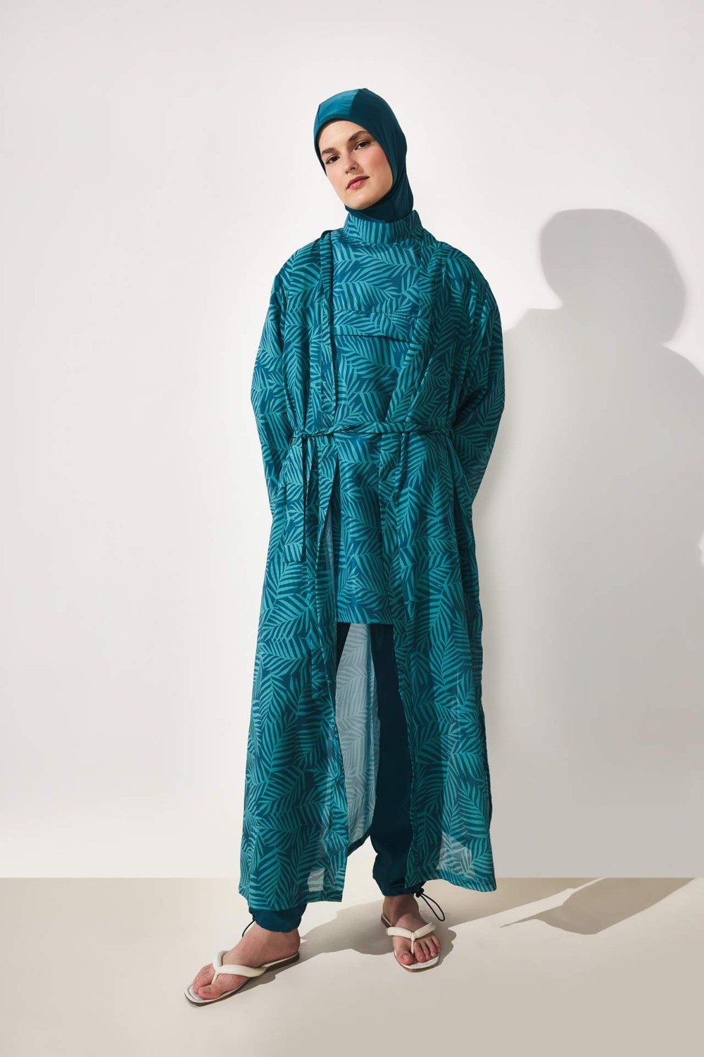 DeFacto Regular Fit Desenli Yeşil Burkini Pareo H7919AX26SM