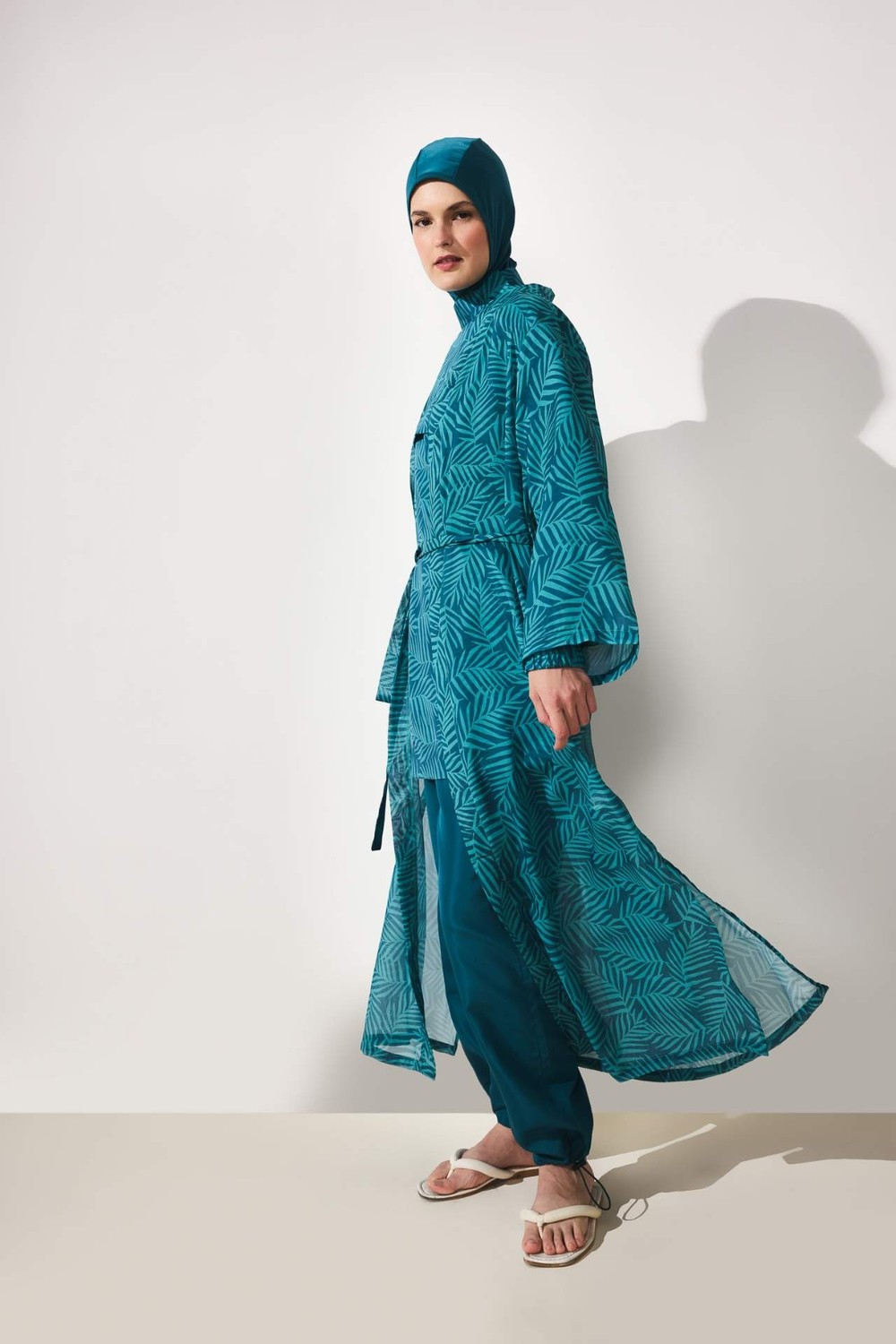 DeFacto Regular Fit Desenli Yeşil Burkini Pareo H7919AX26SM görsel 2