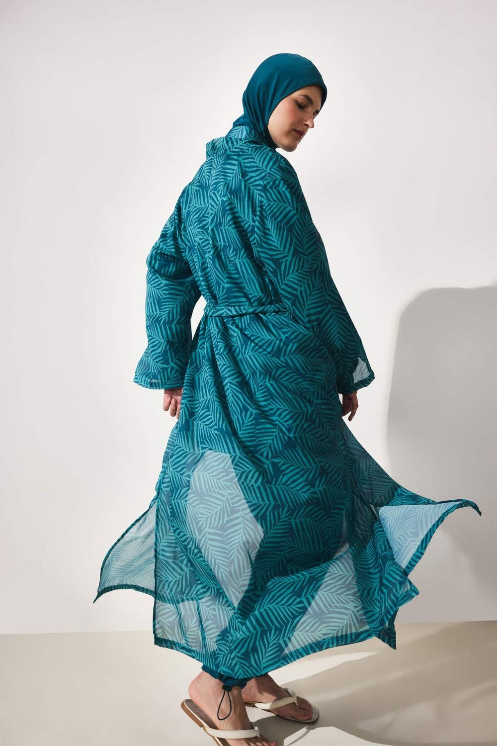 DeFacto Regular Fit Desenli Yeşil Burkini Pareo H7919AX26SM görsel 3