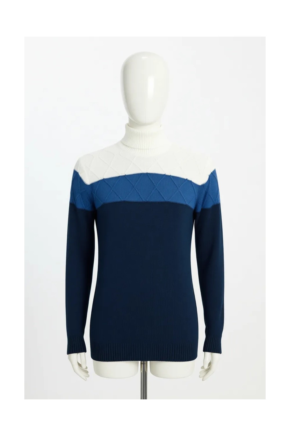 Altınyıldız Classics Erkek Gri-siyah Sıcak Tutan Colorblock Desenli Triko Kazak Standart Fit Bisiklet Yaka görsel 6