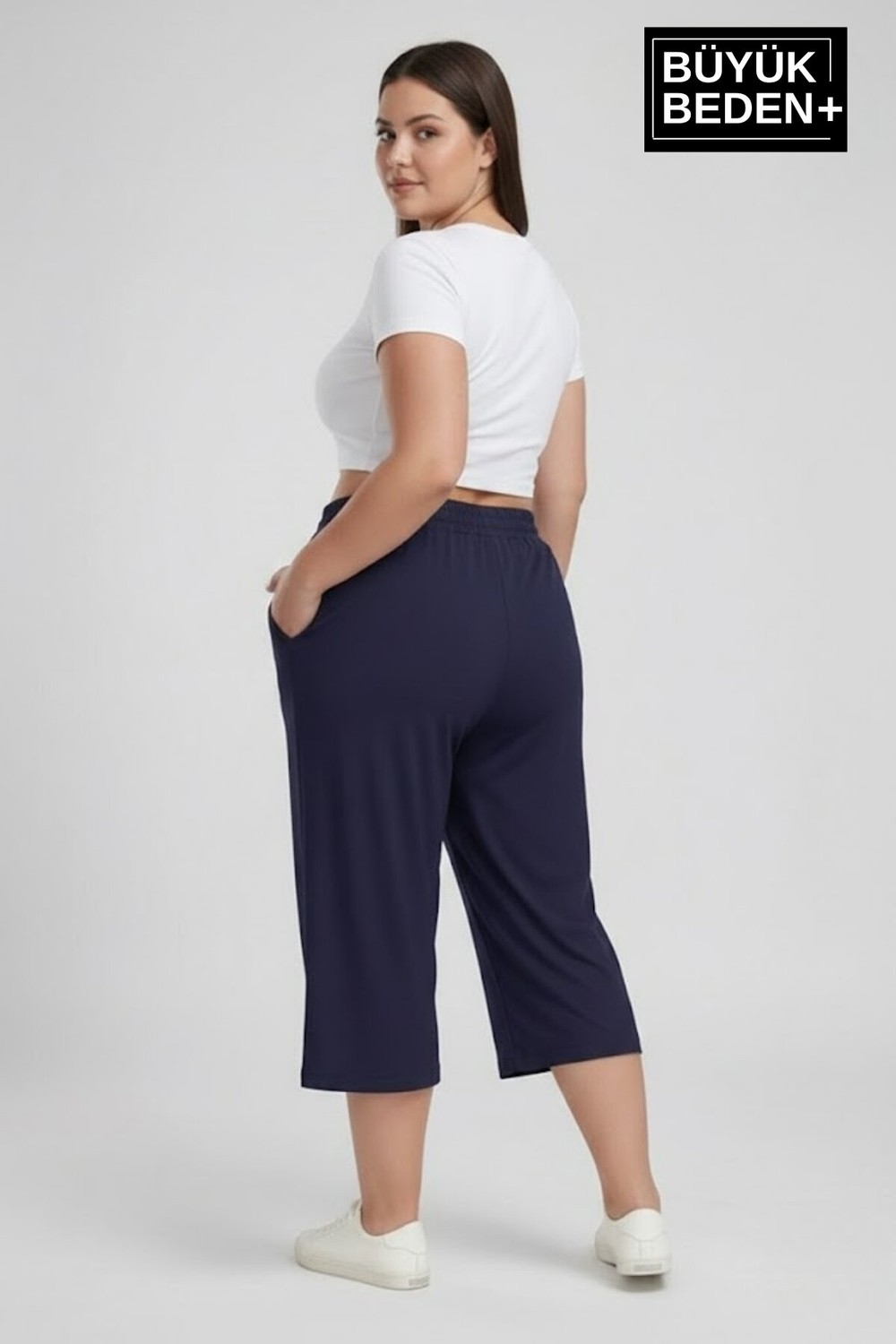 Superlife Büyük Beden N Baskılı Kadın Şort Kapri Rahat Kalıp Cepli Bağcıklı 3xl-6xl SPR26BSRK591-19 görsel 5