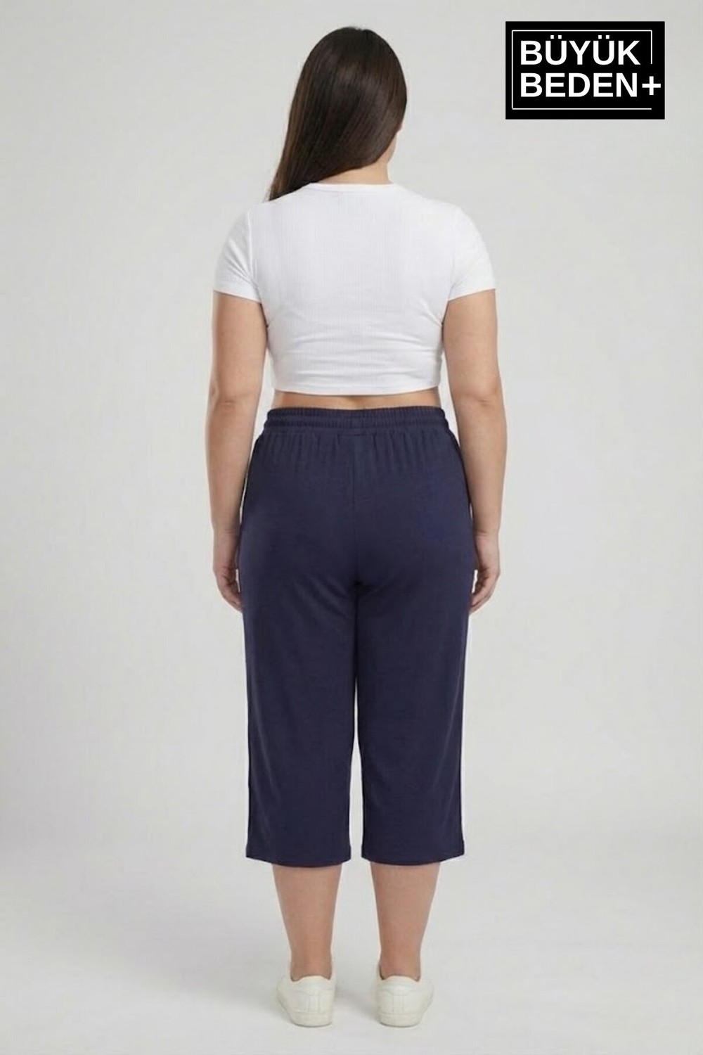 Superlife Büyük Beden N Baskılı Kadın Şort Kapri Rahat Kalıp Cepli Bağcıklı 3xl-6xl SPR26BSRK591-19 görsel 6