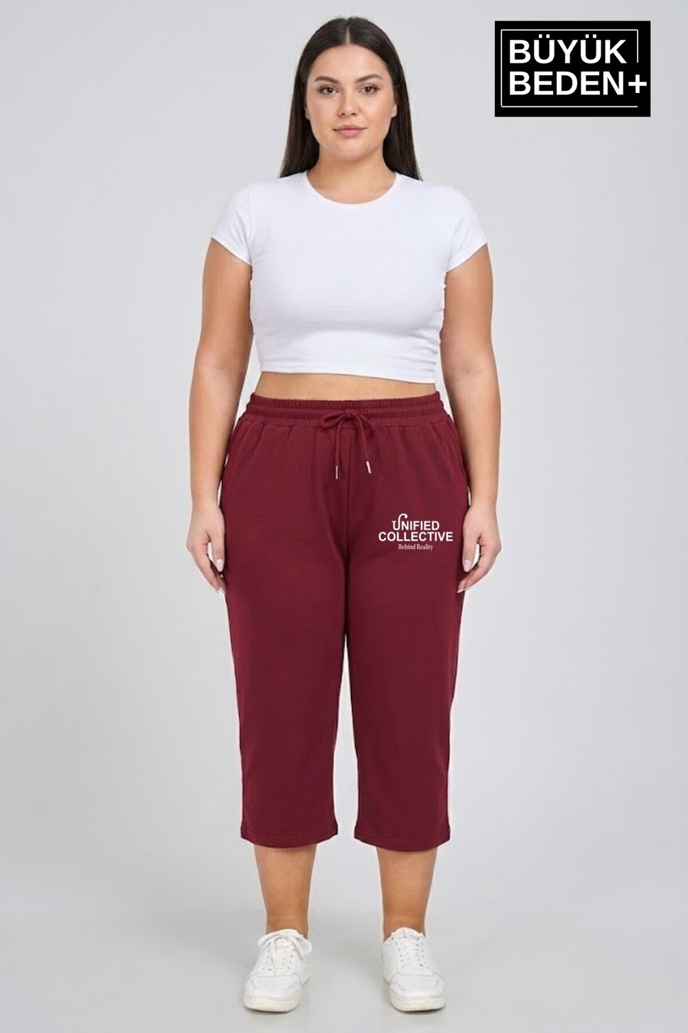 Superlife Kadın Büyük Beden Unified Collective Baskılı Beli Lastikli Bol Paça Kapri Şort 3xl-6xl SPR26BSRK591-10