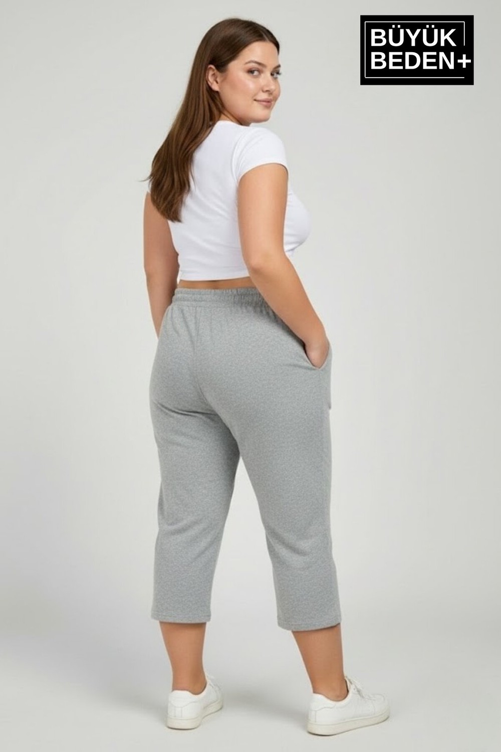 Superlife Büyük Beden N Baskılı Kadın Şort Kapri Rahat Kalıp Cepli Bağcıklı 3xl-6xl SPR26BSRK591-19 görsel 8