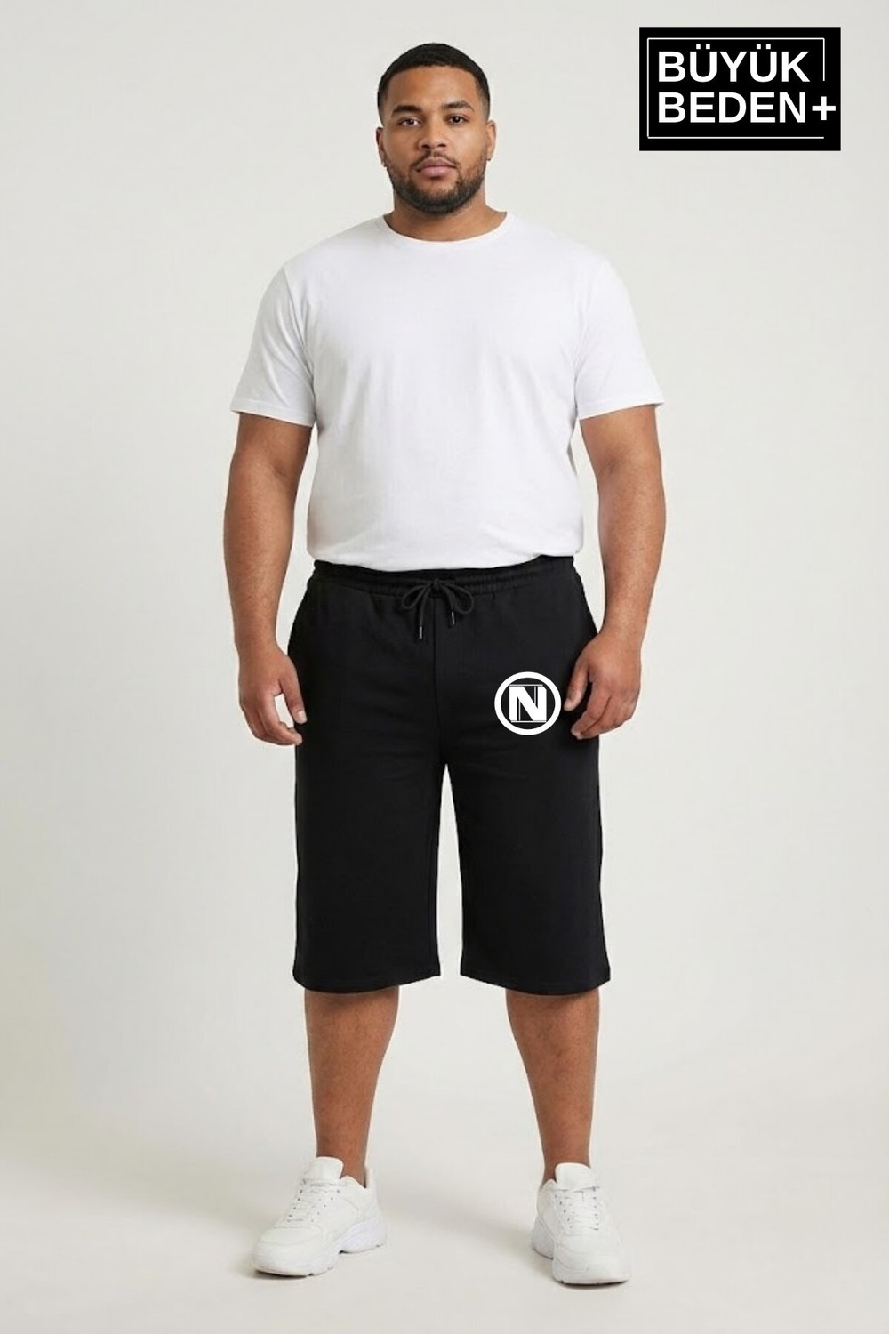 Superlife Büyük Beden Erkek N Baskılı Şort Rahat Kalıp Basic Penye 3xl-6xl SPR26BSR591-19