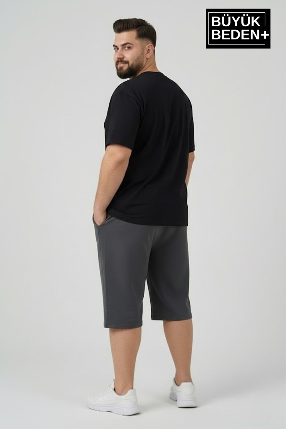 Superlife Büyük Beden Erkek N Baskılı Şort Rahat Kalıp Basic Penye 3xl-6xl SPR26BSR591-19 görsel 5