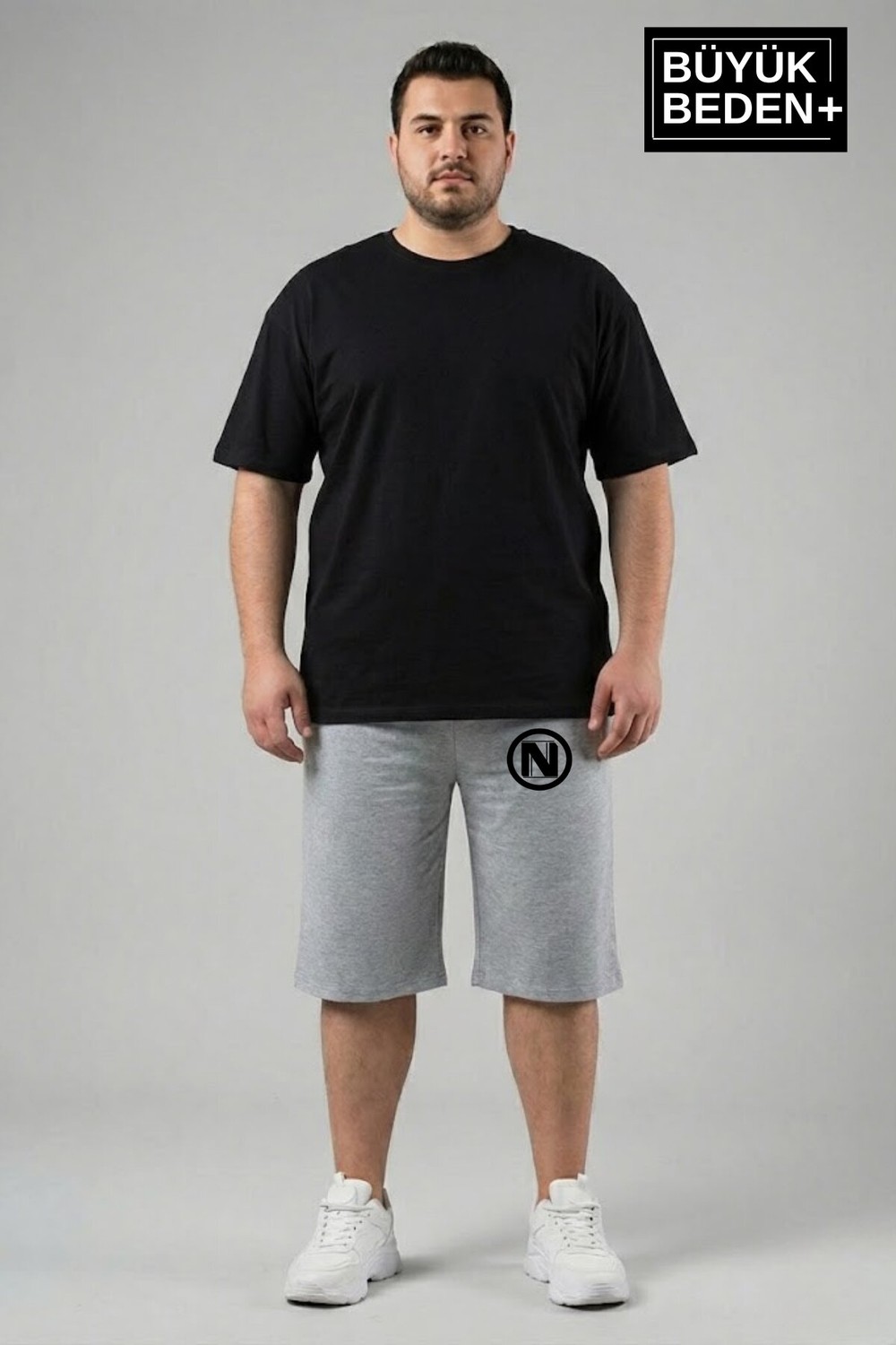 Superlife Büyük Beden Erkek N Baskılı Şort Rahat Kalıp Basic Penye 3xl-6xl SPR26BSR591-19