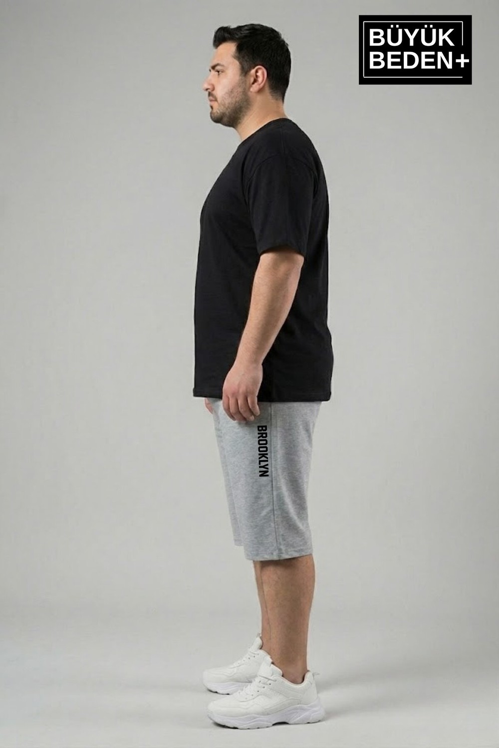 Superlife Büyük Beden Erkek Kapri Şort Brooklyn Baskılı Rahat Kalıp 3xl-6xl SPR26BSR591-02