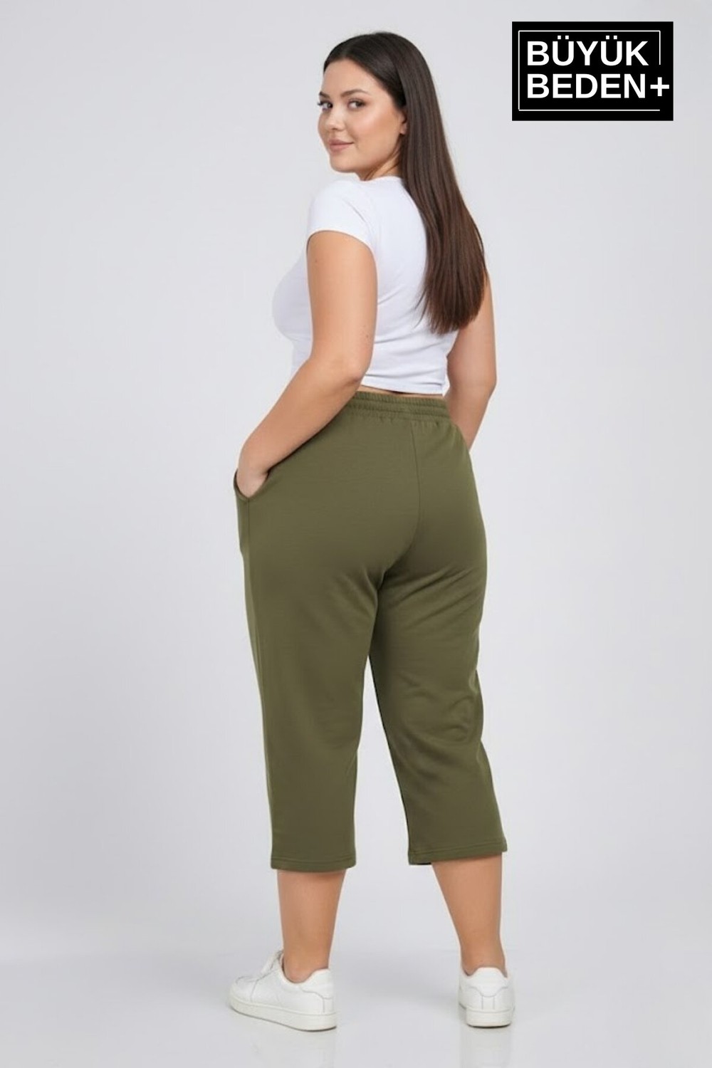 Superlife Büyük Beden N Baskılı Kadın Şort Kapri Rahat Kalıp Cepli Bağcıklı 3xl-6xl SPR26BSRK591-19 görsel 2