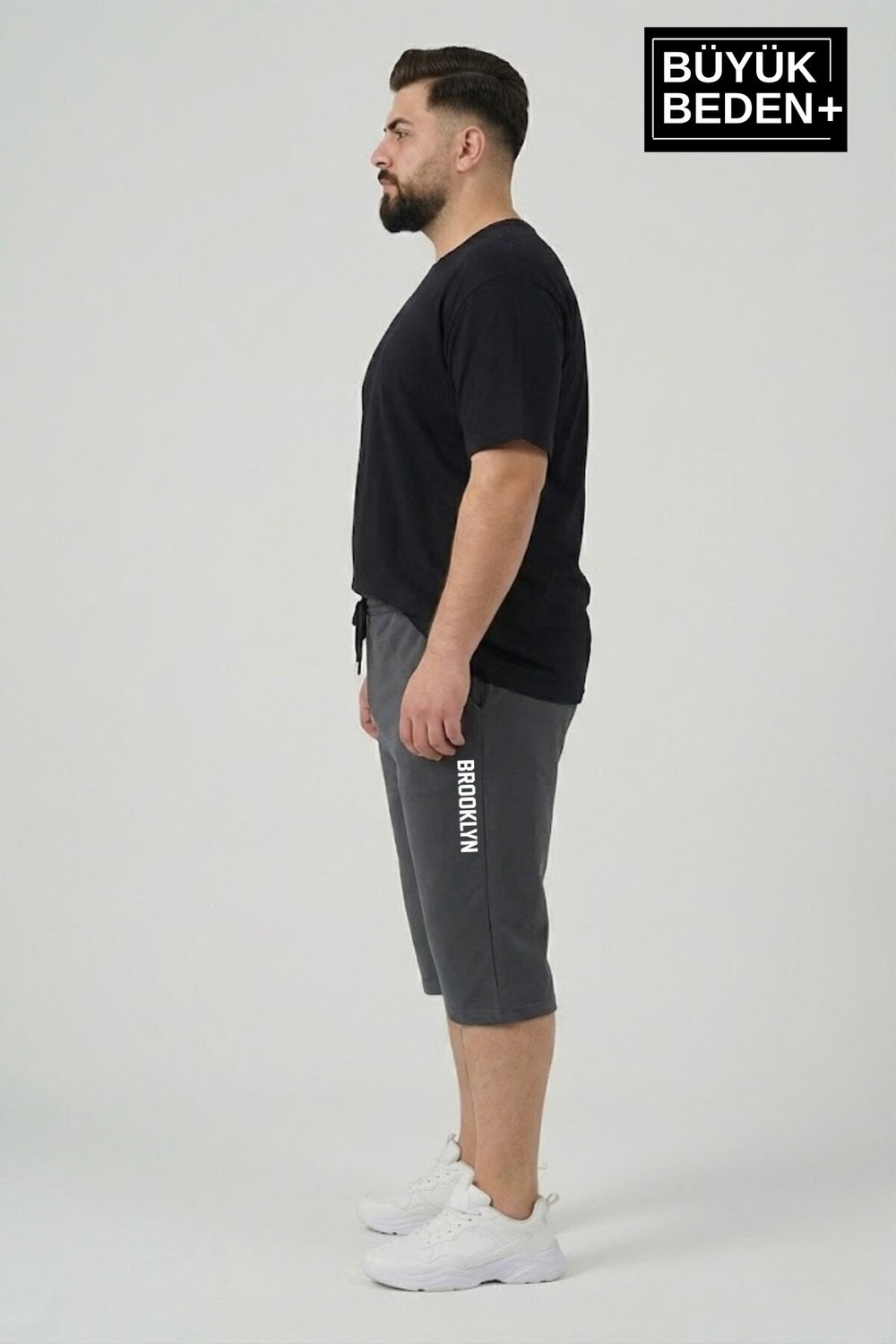 Superlife Büyük Beden Erkek Kapri Şort Brooklyn Baskılı Rahat Kalıp 3xl-6xl SPR26BSR591-02