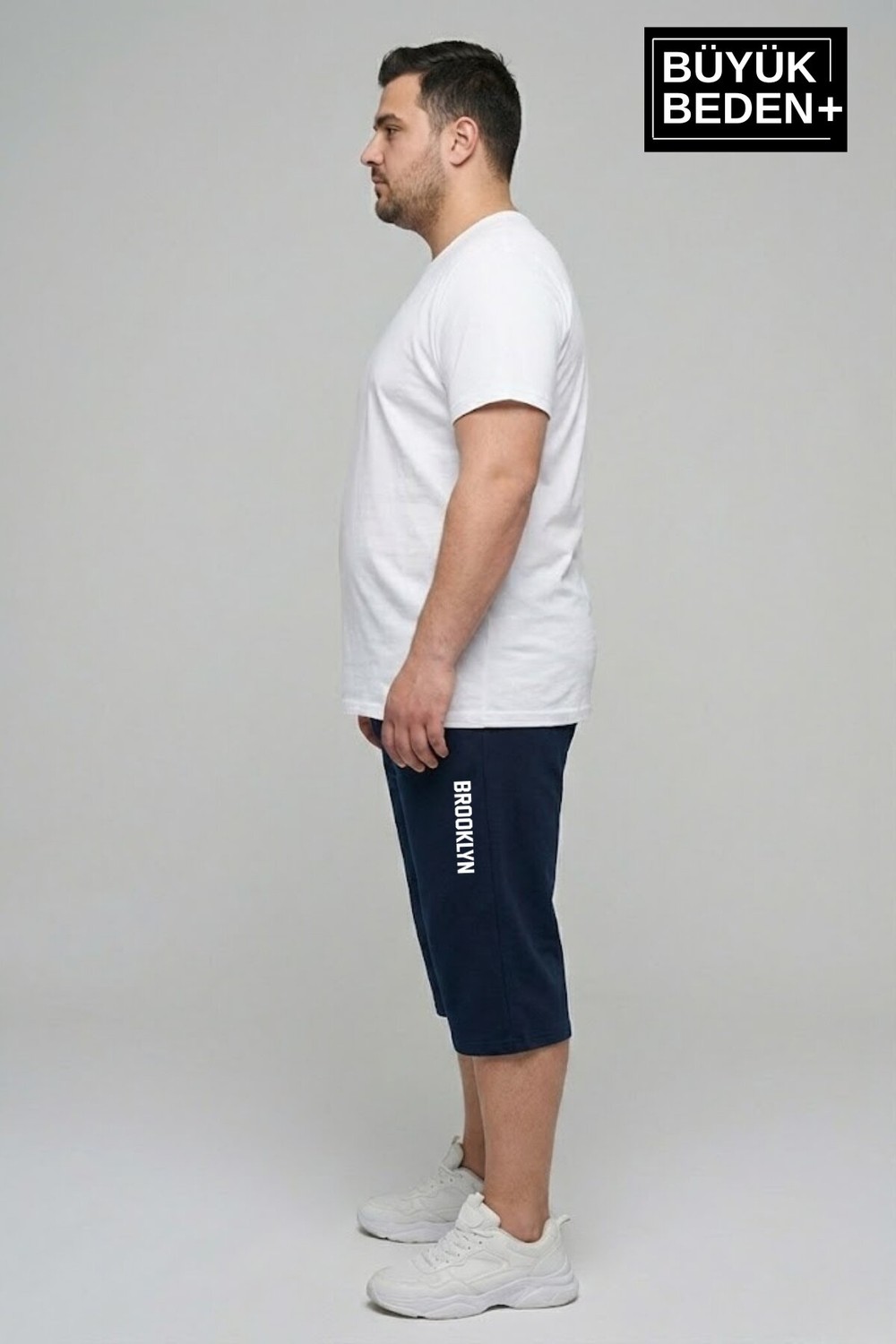 Superlife Büyük Beden Erkek Kapri Şort Brooklyn Baskılı Rahat Kalıp 3xl-6xl SPR26BSR591-02
