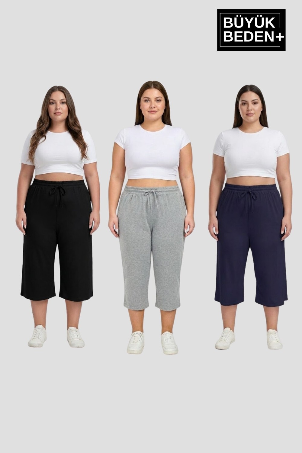 Superlife Kadın Büyük Beden 3’lü Kapri Şort Seti 3xl-6xl SPR26BSRK591+3