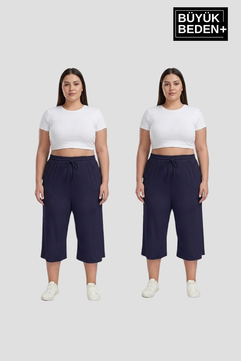 Superlife Büyük Beden Kadın Ikili Set Kapri Şort Rahat Kalıp 3xl-6xl SPR26BSRK591+2 görsel 2
