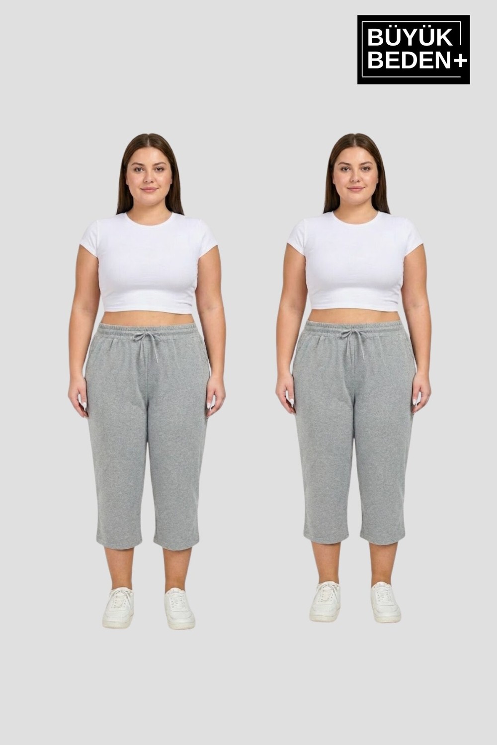 Superlife Büyük Beden Kadın Ikili Set Kapri Şort Rahat Kalıp 3xl-6xl SPR26BSRK591+2 görsel 5