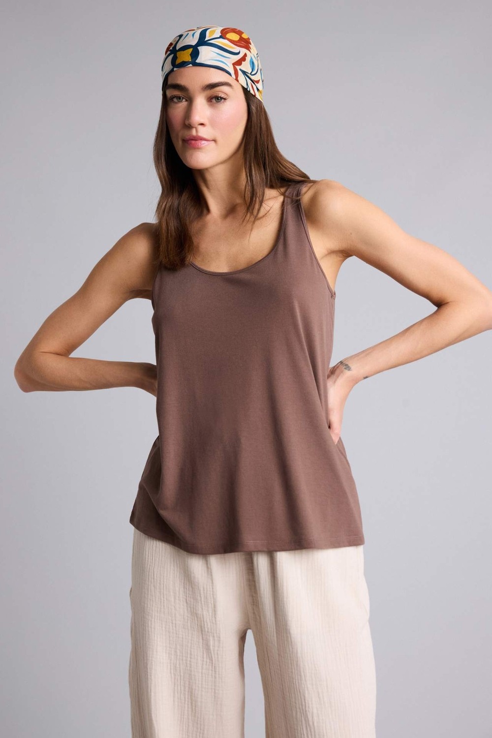DeFacto Regular Fit Basic Bisiklet Yaka Açık Kahverengi Atlet F3618AX26SP görsel 8