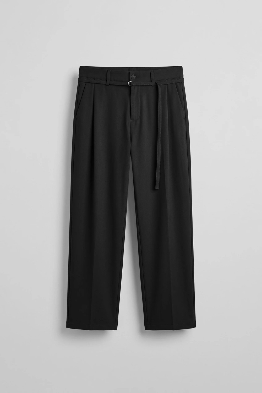 Abluka Online Erkek Baggy Fit Kemer Detaylı Gabardin Kumaş Pantolon Siyah