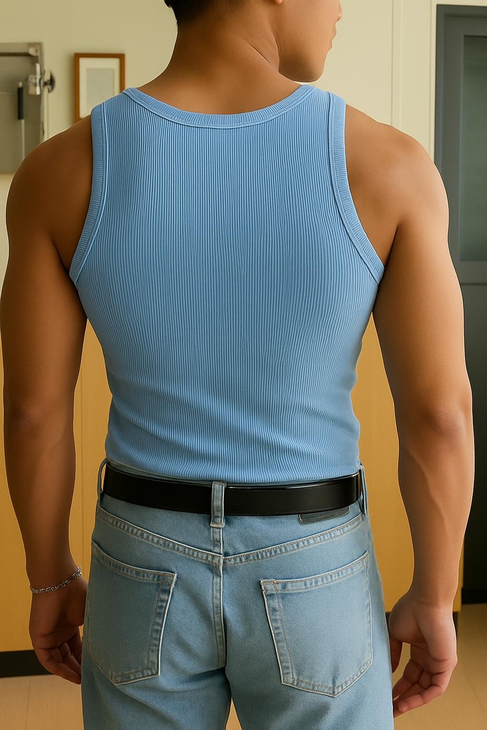 Gamaro Erkek Halter Yaka Penye Kaşkorse Fitted Kalıp Sporcu Likralı Atlet görsel 7