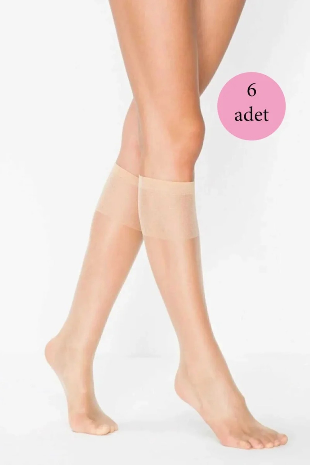 Hace Bazaar 6 Adet Kadın Diz Altı Parlak Fit 15 Denye Çorap Açık Ten