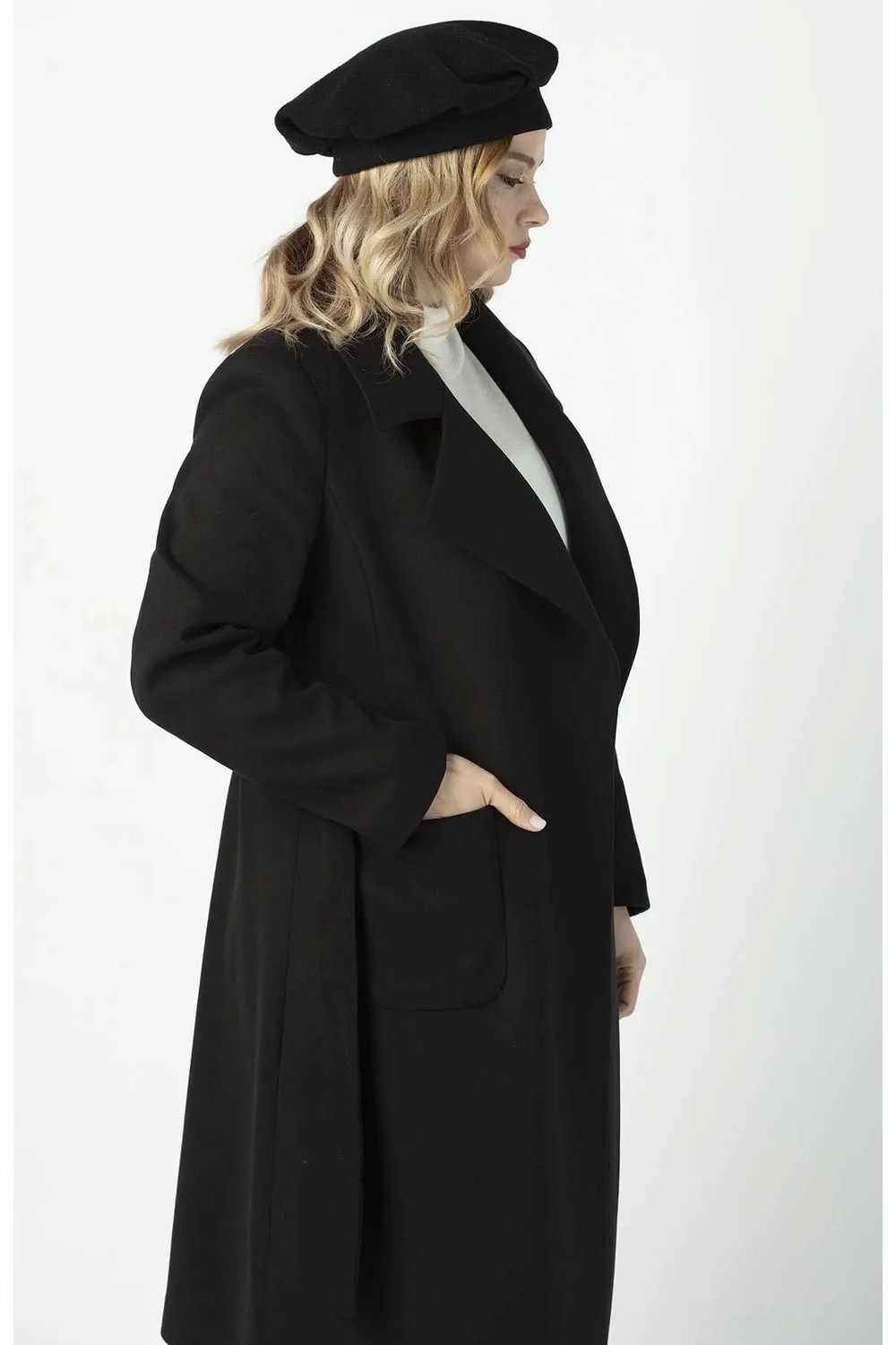 Moda Berray 904 Kahve Mono Yaka Torba Cepli Kaşe Kaban görsel 6