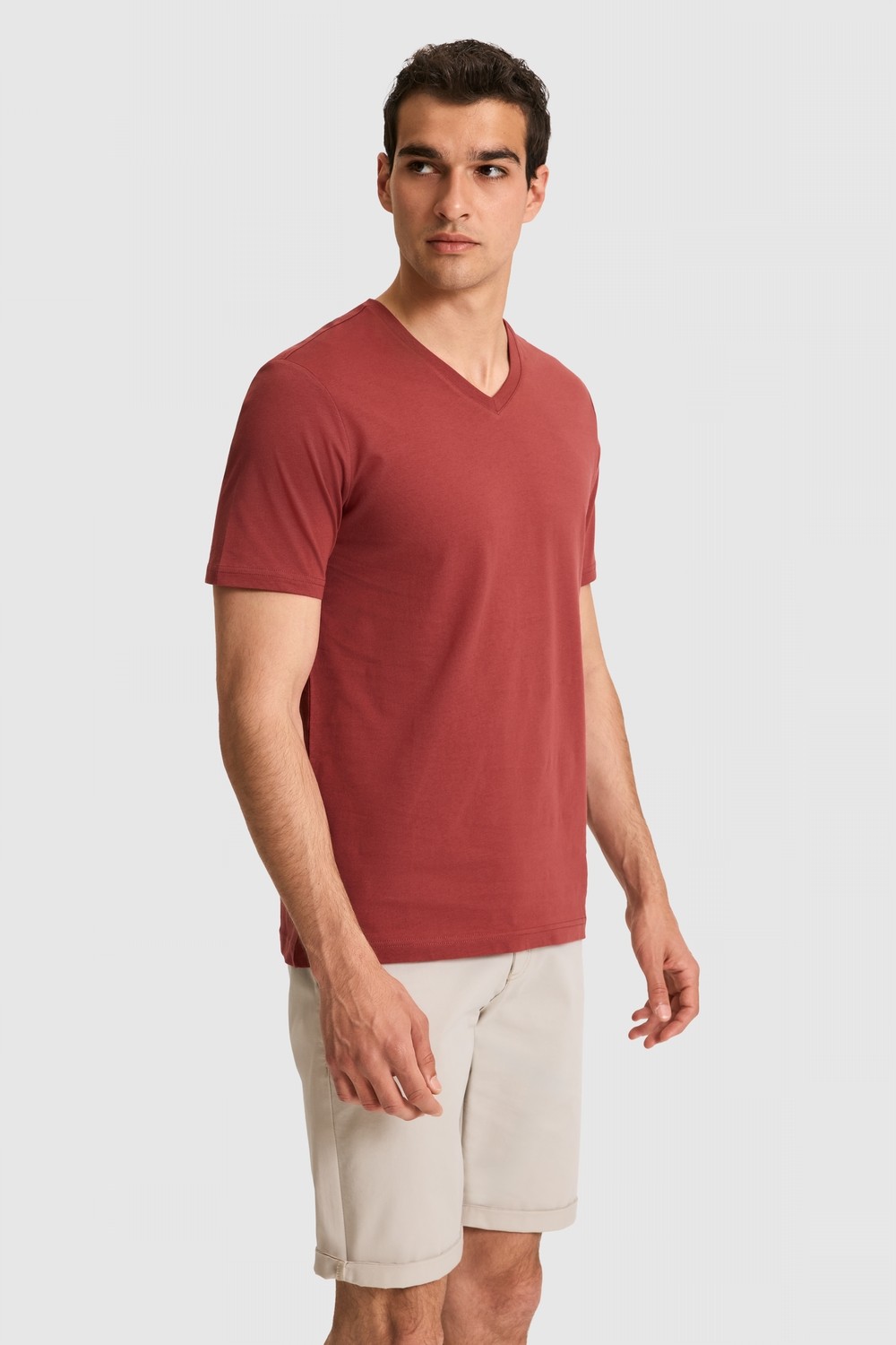 U.S. Polo Assn. Erkek Regular Fit V Yaka Yeşil Basic Tişört 50326944-VR016 görsel 3