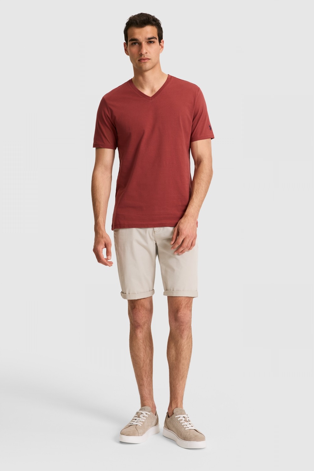 U.S. Polo Assn. Erkek Regular Fit V Yaka Yeşil Basic Tişört 50326944-VR016 görsel 4