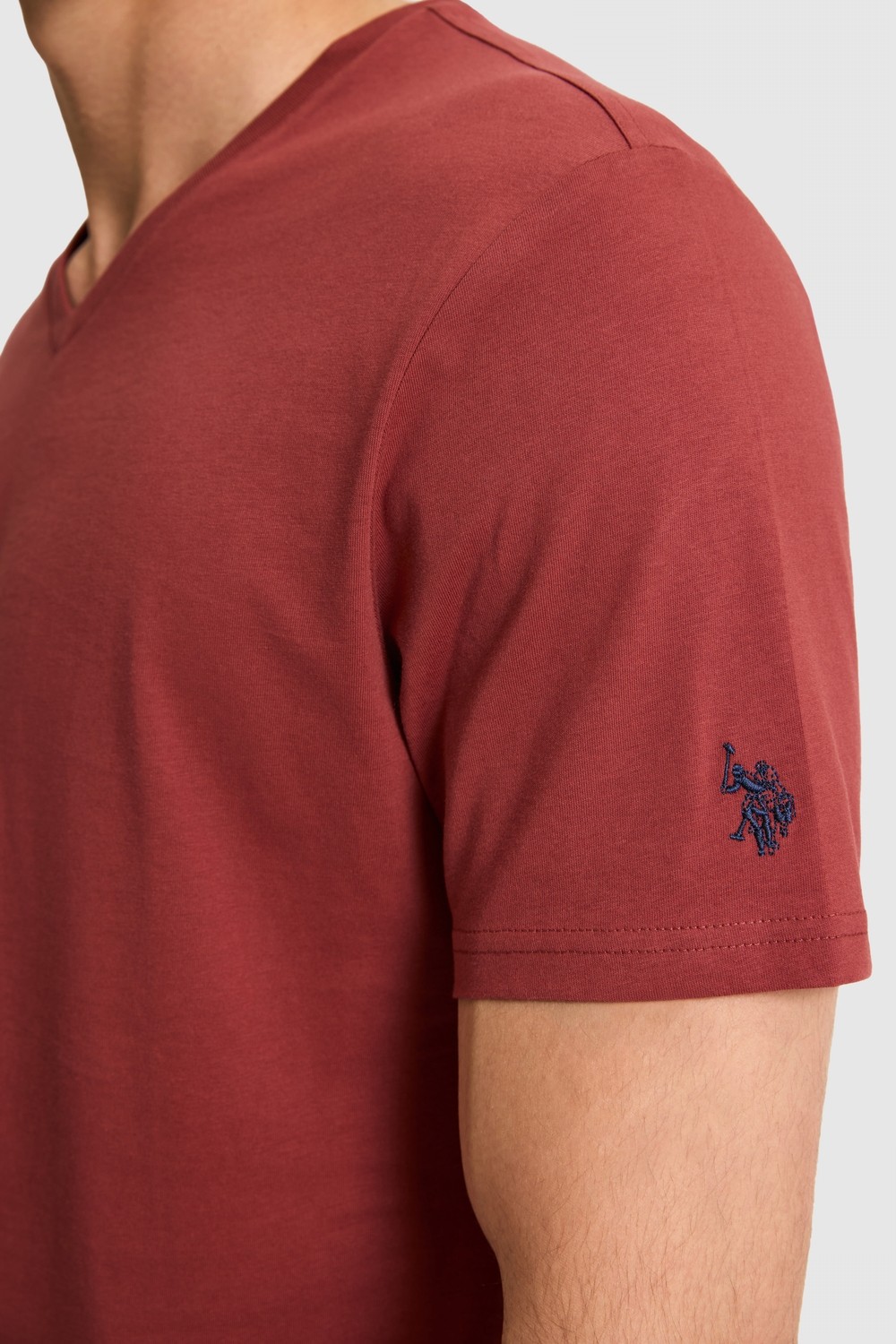 U.S. Polo Assn. Erkek Regular Fit V Yaka Yeşil Basic Tişört 50326944-VR016 görsel 6