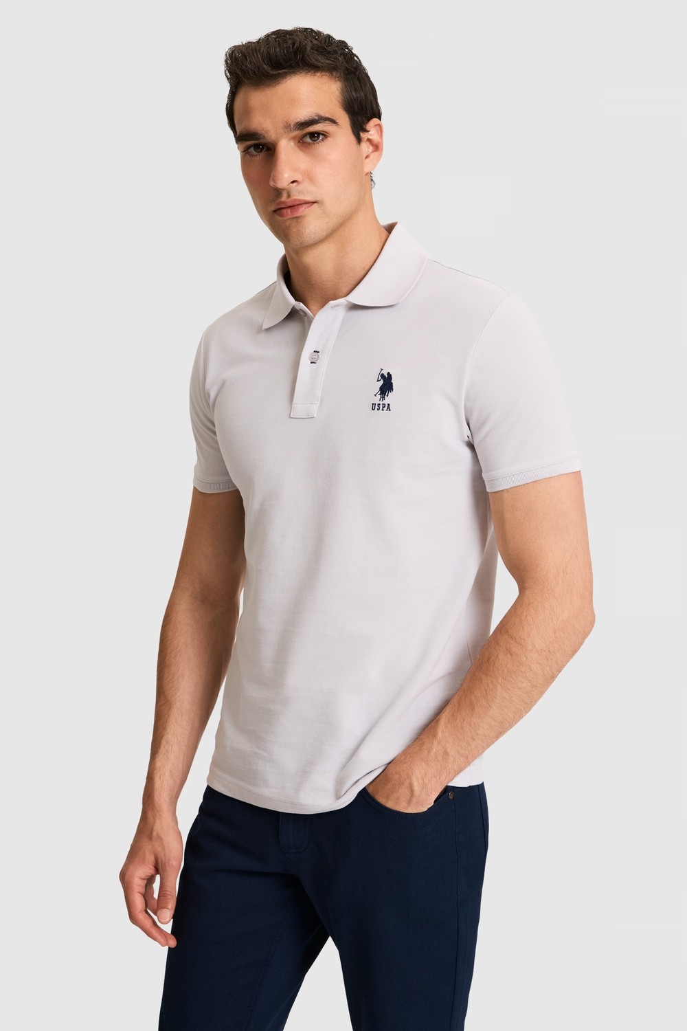 U.S. Polo Assn. Erkek Slim Fit Polo Yaka Yeşil Basic Tişört 50326920-VR235