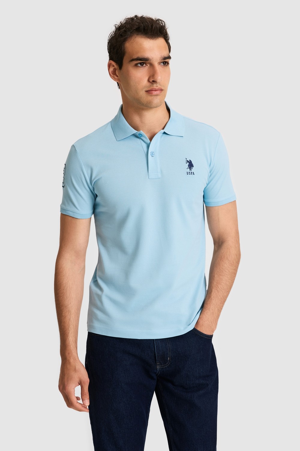 U.S. Polo Assn. Erkek Slim Fit Polo Yaka Yeşil Basic Tişört 50326920-VR235